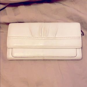 Coach ivory leather trifold wallet